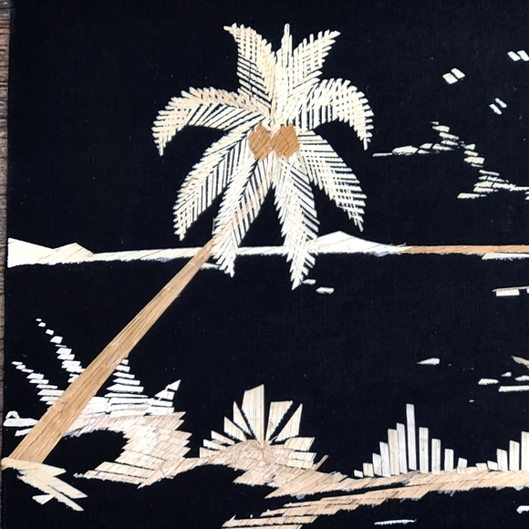 VINTAGE Genuine Rice Straw Art Asian Oriental Scene, Oriental Wall Decor - Picture 4 of 7